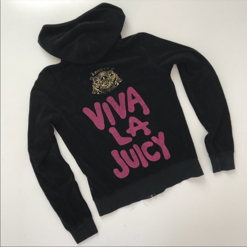 Juicy Couture Zip Up Hoodie Viva La Juicy M Black